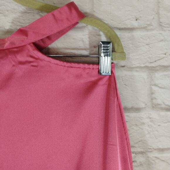 R WeWoreWhat Womens Hot Pink Satin Charmeuse Cut Out Waist Tie Midi Skirt NWT S - Picture 6 of 12